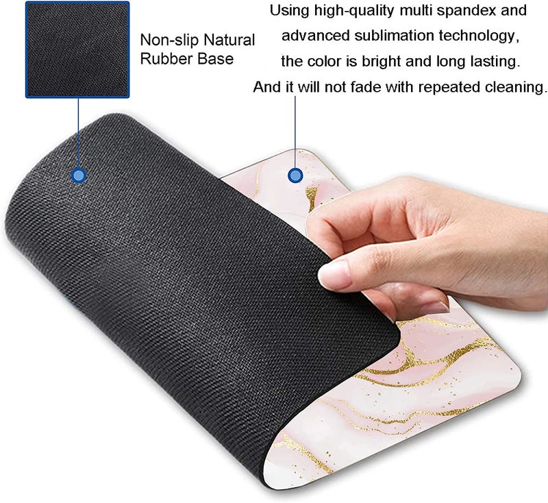 KUOSGM Mouse Pad  Pink Marble with Gold Glitter Wave Mouse Pad Rectangle Custom Designs  Waterproof Anti-Slip Rubber Mousepad Office Accessories Desk Decor Wireless Mouse Pads for Computers Laptop - Image 2